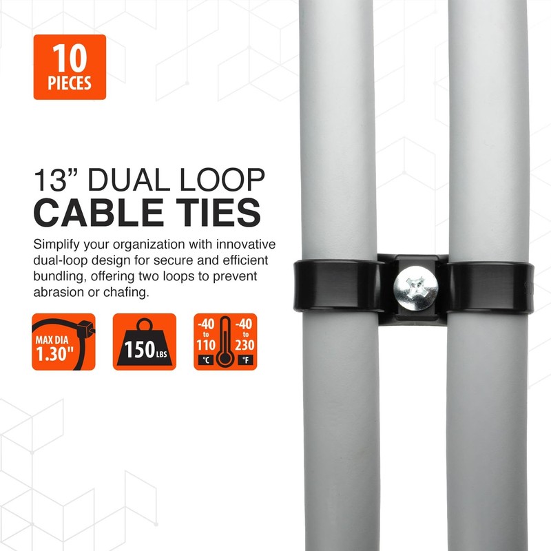 Contractor Series Dual Loop Impact Resistant Heat Stabilized Cable Ties, 13",... gallery
