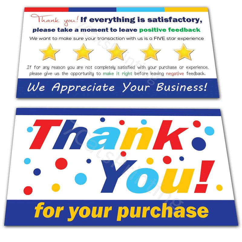 100 for eBay Thank You Cards Seller Notes