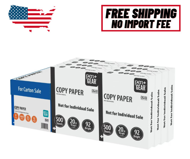 Pen + Gear Copy Paper, 8.5″ x 11″, 92 Bright, 20 lb, 8 Ream Case (4,000 Sheets)