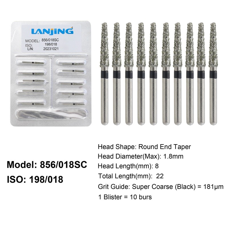 Dental Diamond Burs Football Round End Taper Coarse Fine FG High Speed 856 850 gallery