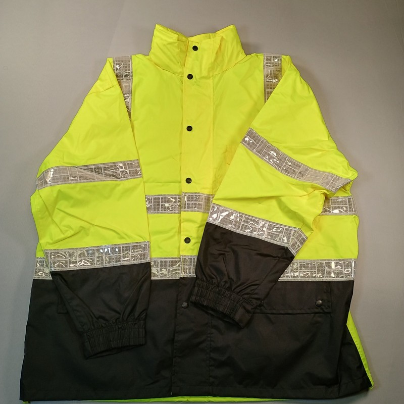 ML Kishigo Storm Stopper Pro Class 3 Rain Jacket Black/Yeoolw XL NWOT