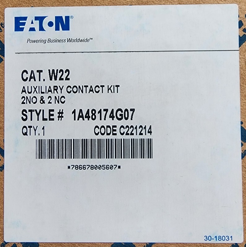 EATON CUTLER HAMMER W22 Advantage Auxiliary Contact 2 NO 2 NC 1A48174G07