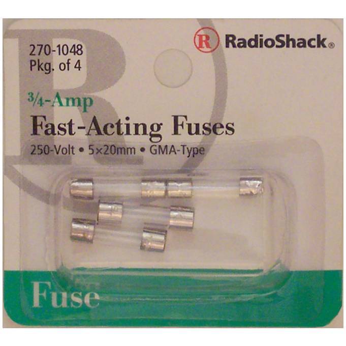 Fast-Acting 3/4-Amp 250 Volt GMA-Type Glass Fuses 5x20mm 3/4A 250V 4/PK