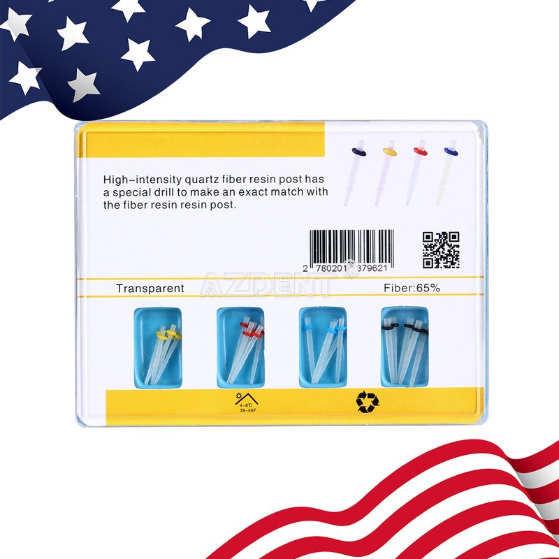 USPS AAA Dental Fiber Post Resin High-intensity Screw Thread Glass +4*Drills FDA gallery