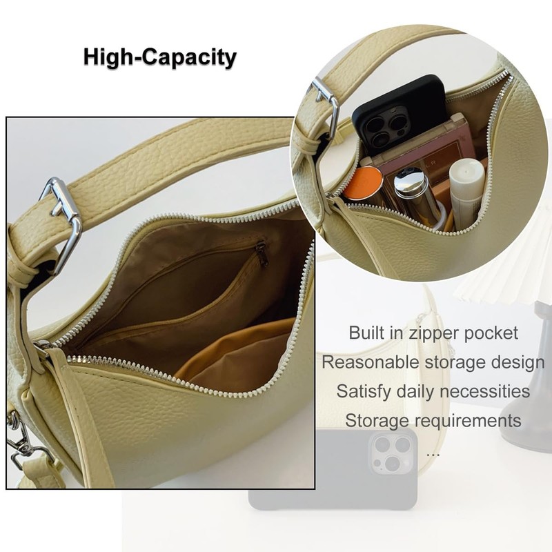 Crescent Shoulder Bag for Women PU Leather Crossbody Purse Stylish Hobo Handb... gallery