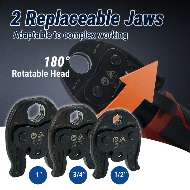 ProPress Mini Press Tool Kit, 18V Electric Pipe Crimping Tool for 1/2", 3/4", 1" gallery