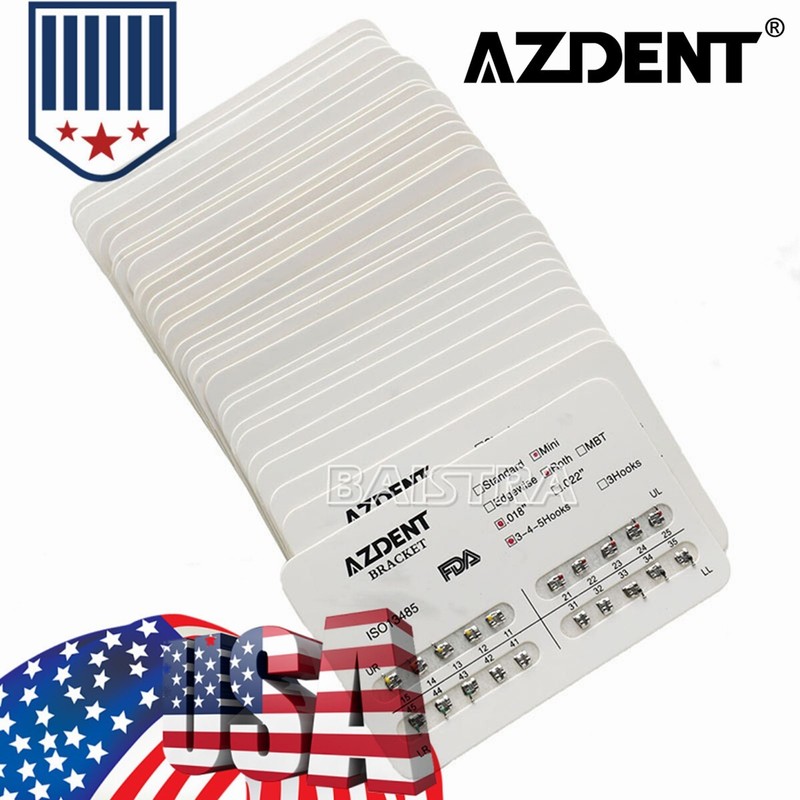 US AZDENT Dental Orthodontic Brackets Braces Mini Roth Slot.018 Hooks 3 4 5