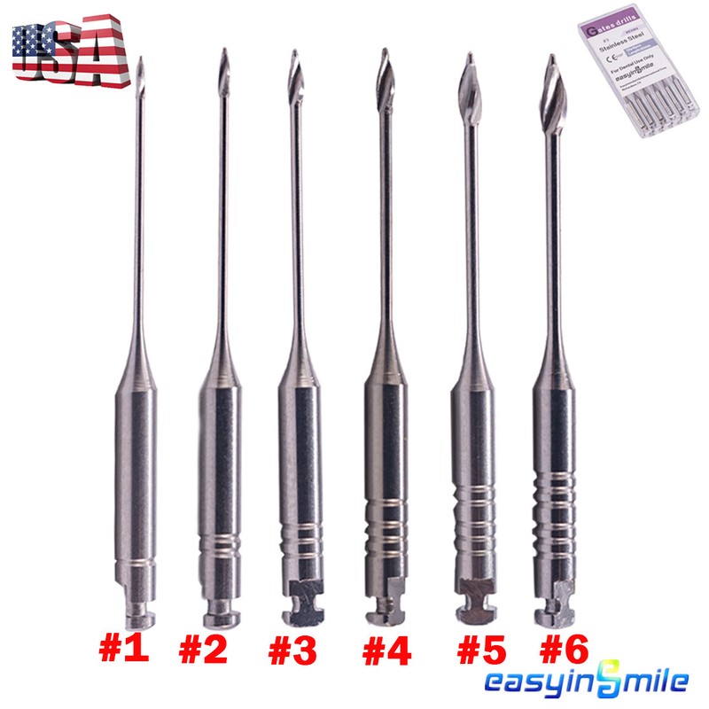 6 Pcs Dental Glidden Gates Drill Endodontic Files Root Canal Reamers Spiral burs