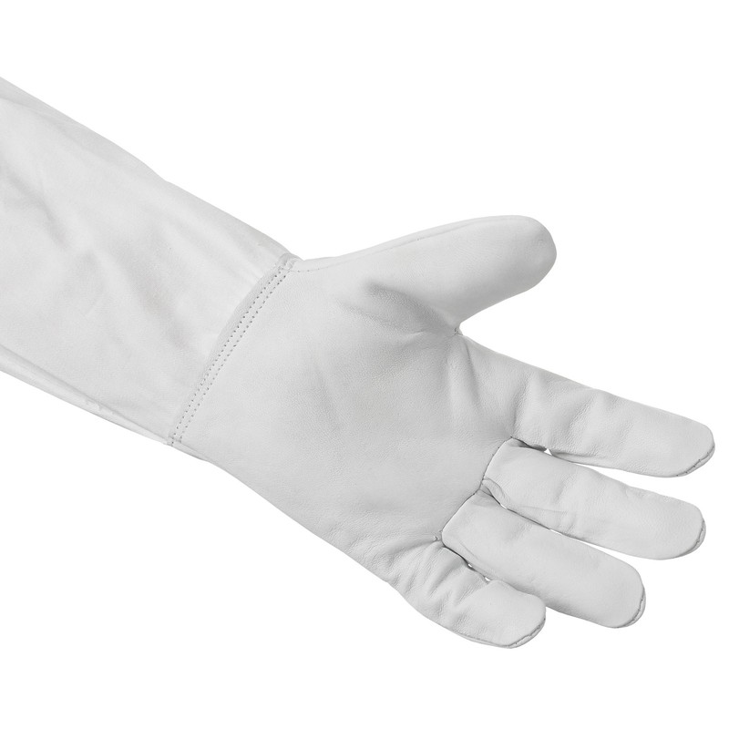 Beekeeping Gloves Goatskin Leather, Canvas Long Sleeves with Elastic Cuff, Med gallery