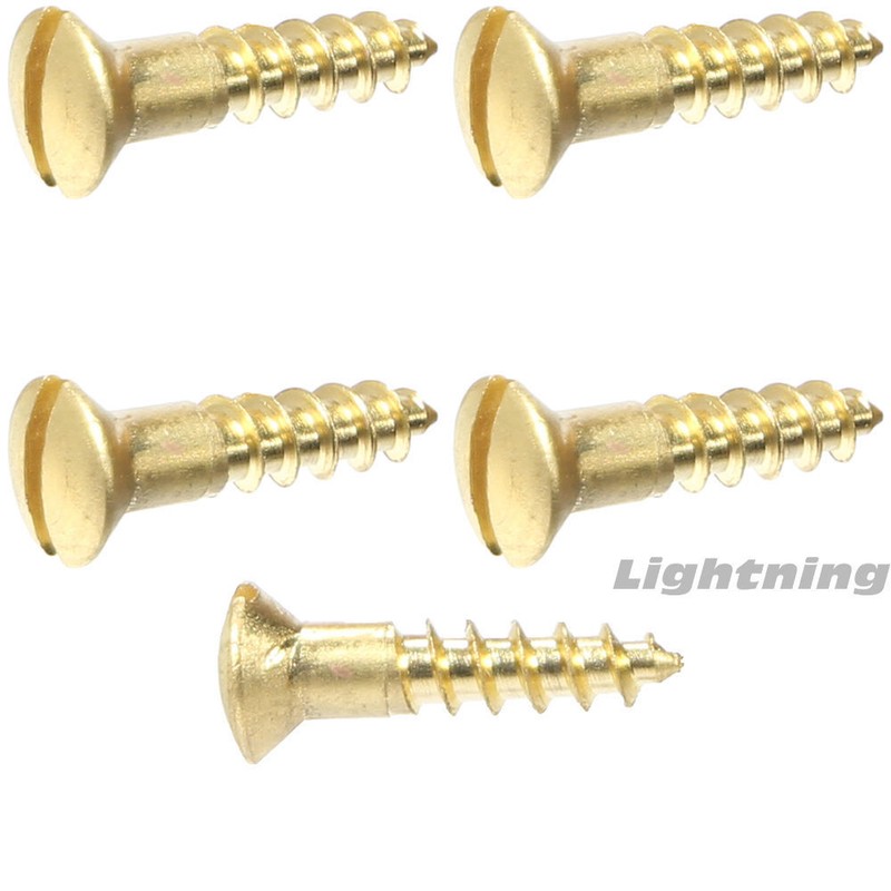 #5 x 1/2″ Solid Brass Wood Screws Oval Head Slotted Drive Quantity 100