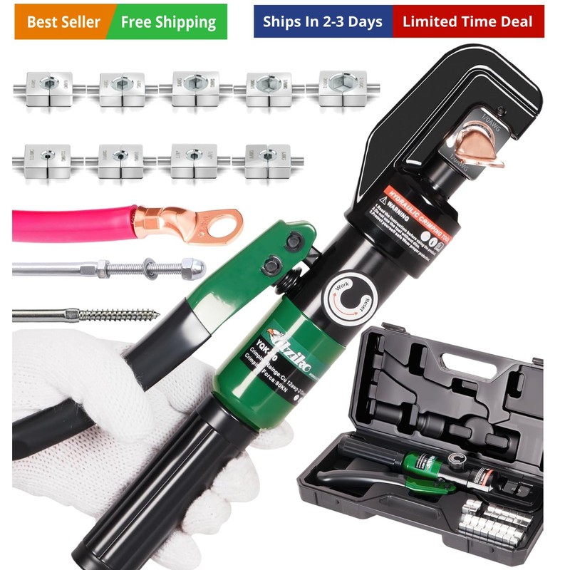 Hydraulic Cable Lug Crimper 10 TON 12 AWG to 00 2/0 Electrical Terminal Cabl…