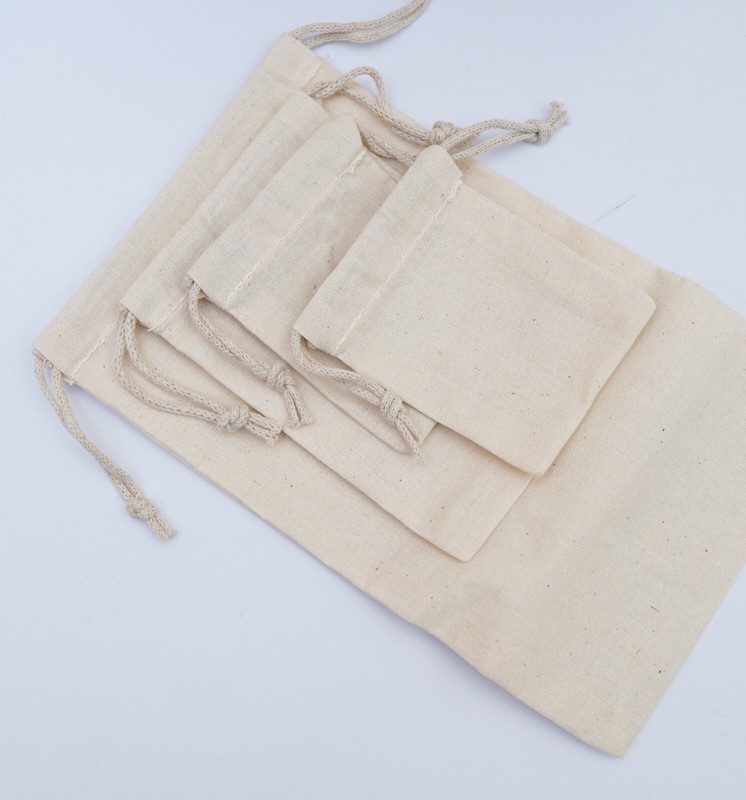 5 x 7 Inches 100% Cotton Reusable Storage Premium Quality Double Drawstring Bags
