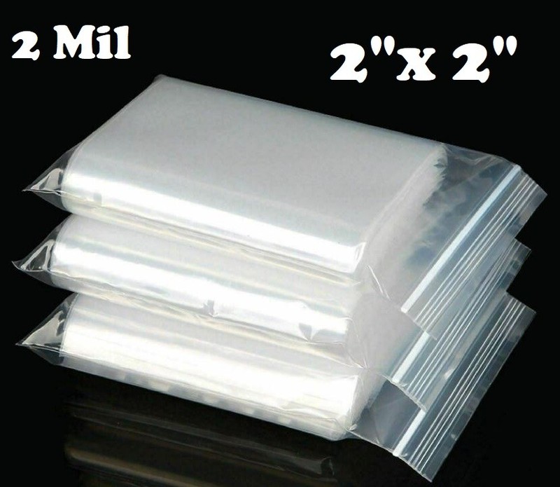 2″x 2″ ZIP SEAL BAGS CLEAR 2 MIL PLASTIC RECLOSABLE LOCK MINI BAGGIES 2MIL