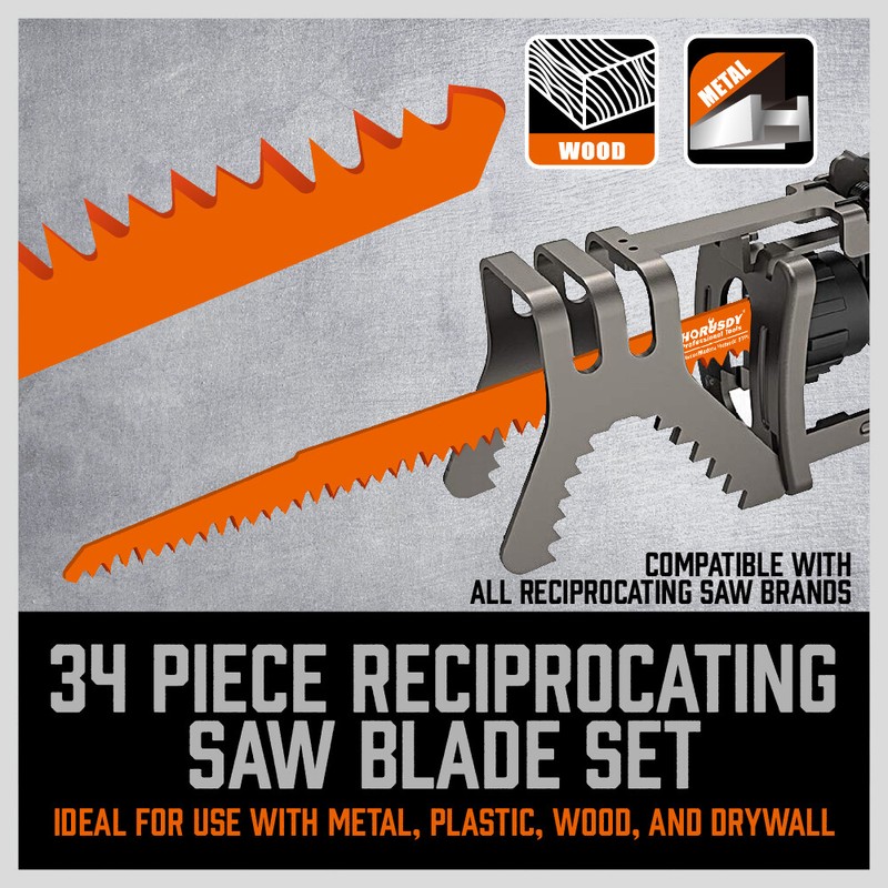 34 PC Reciprocating Saw Blade Set Metal Woodcutting Pruning With Organizer Pouch gallery