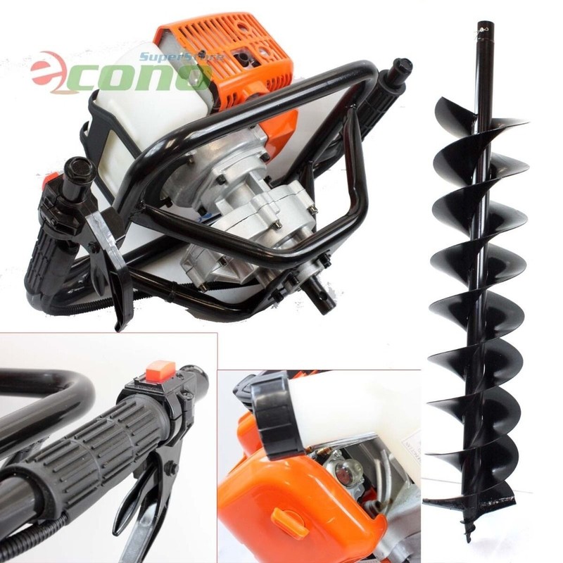 One Man 52cc Gas Power Earth Post Hole Auger Machine 8″ 1M Hard Soil Bit EPA OK