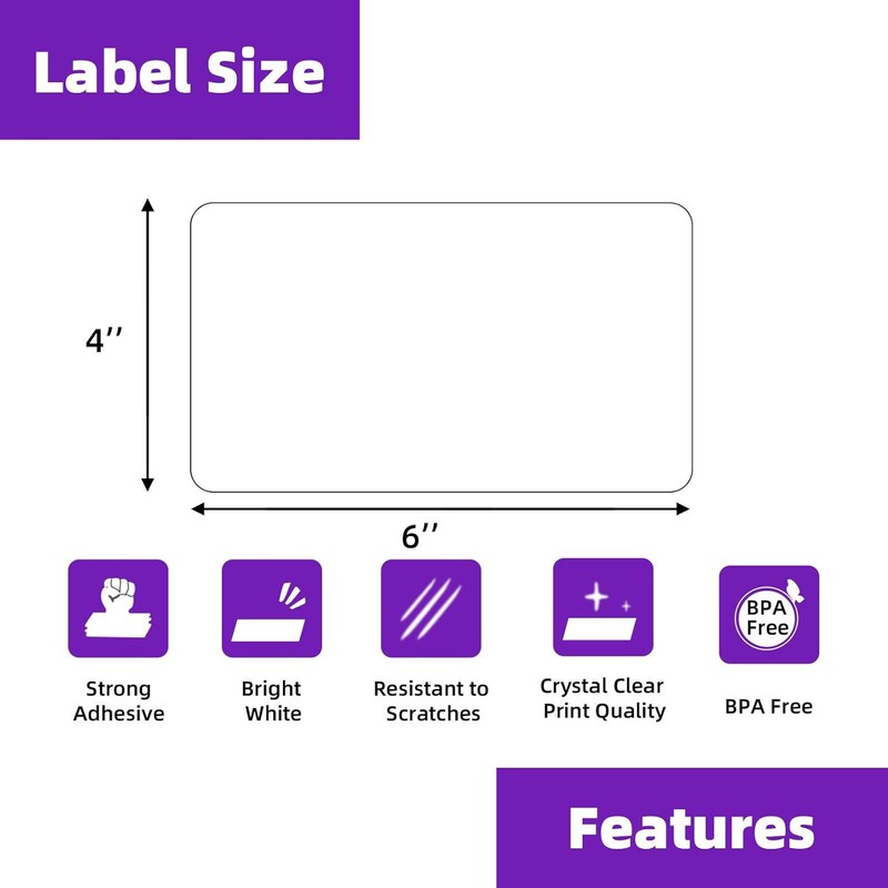500 4" x 6" Fanfold Direct Thermal Shipping Labels Perforated for Zebra & Rollo gallery