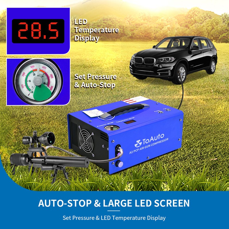 TOAUTO PCP Air Compressor 4500PSI 12V/110V Auto-Stop Airgun High Pressure Pump gallery