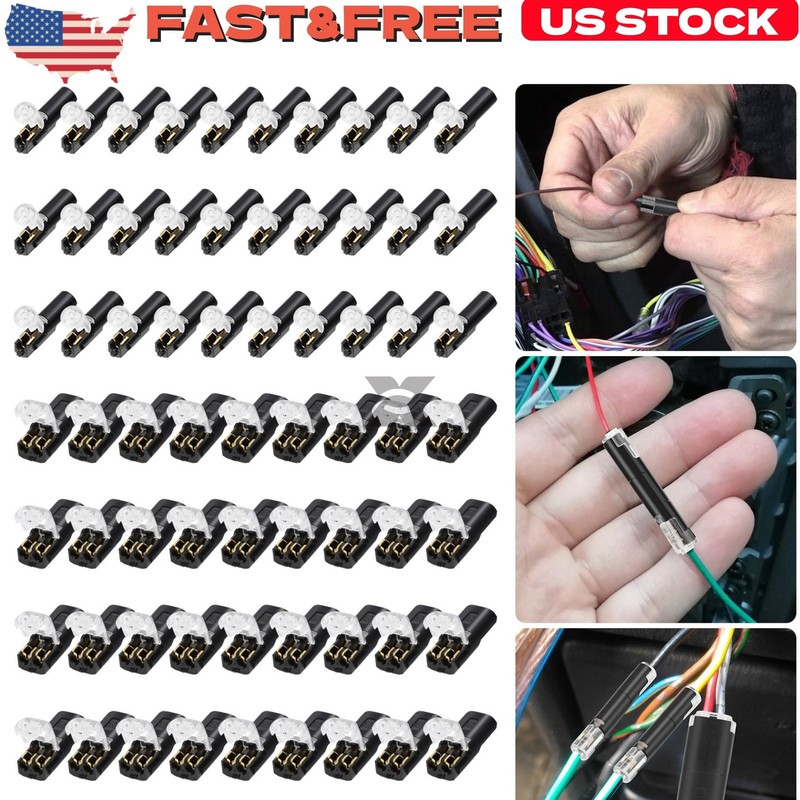 80x New Plug-In Quick Wire Connectors Reusable Clamp Terminal Blocks For Cables