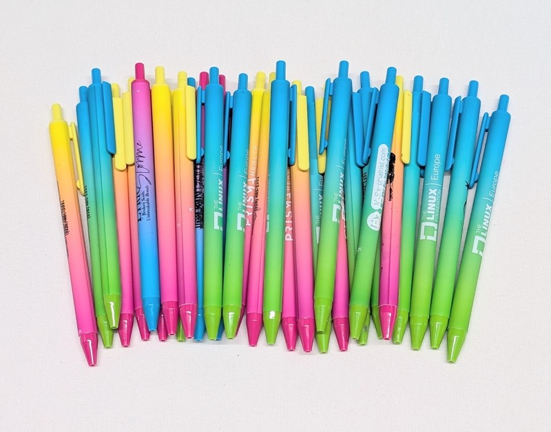 30 Misprint SoftTouch Click Pens LEMONADE Hub Pen Lot MULTICOLOR Pink/Blue/Green