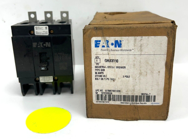 EATON INDUSTRIAL CIRCUIT BREAKER GHB3030 30AMP 277/480VAC 3 POLE