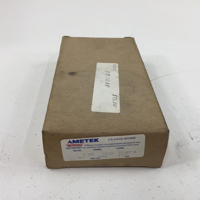 Ametek 144826 Pressure Gauge 3-1/2″ 0-200/0-320PSI 1/2″ NPT LM PT1088