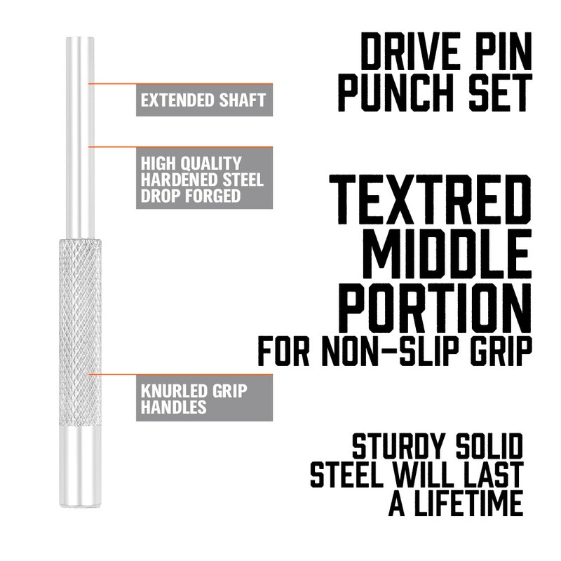 6Pcs Hollow End Roll Pin Tool Starter Punch Set Steel 1/16 5/64 3/32 1/8 5/32 gallery