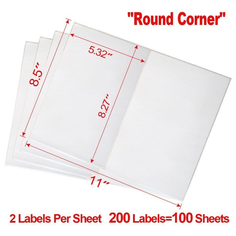 1000 Shipping Labels 8.5x5.5 Half Sheet Rounded Corner Self Adhesive 2 Per Sheet gallery