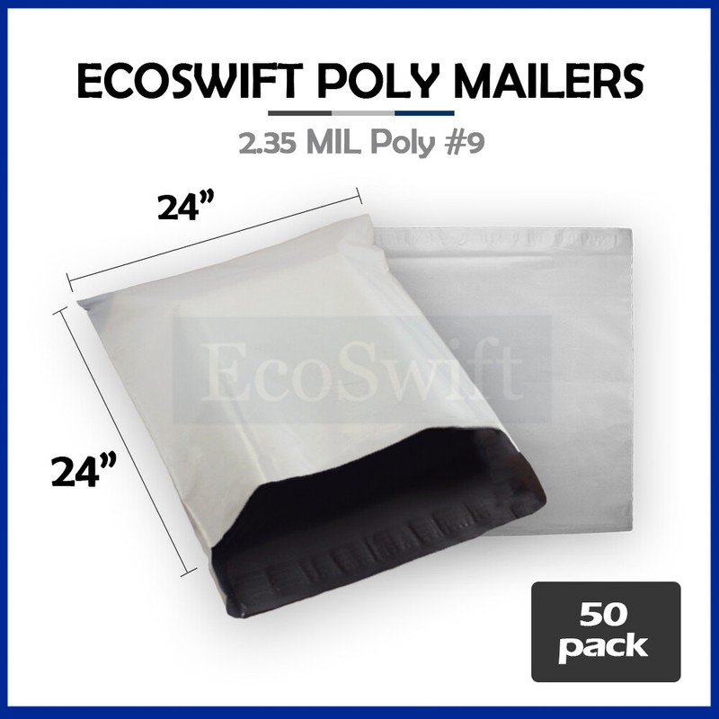 50 24×24 ECOSWIFT WHITE POLY MAILERS SHIPPING ENVELOPES BAGS