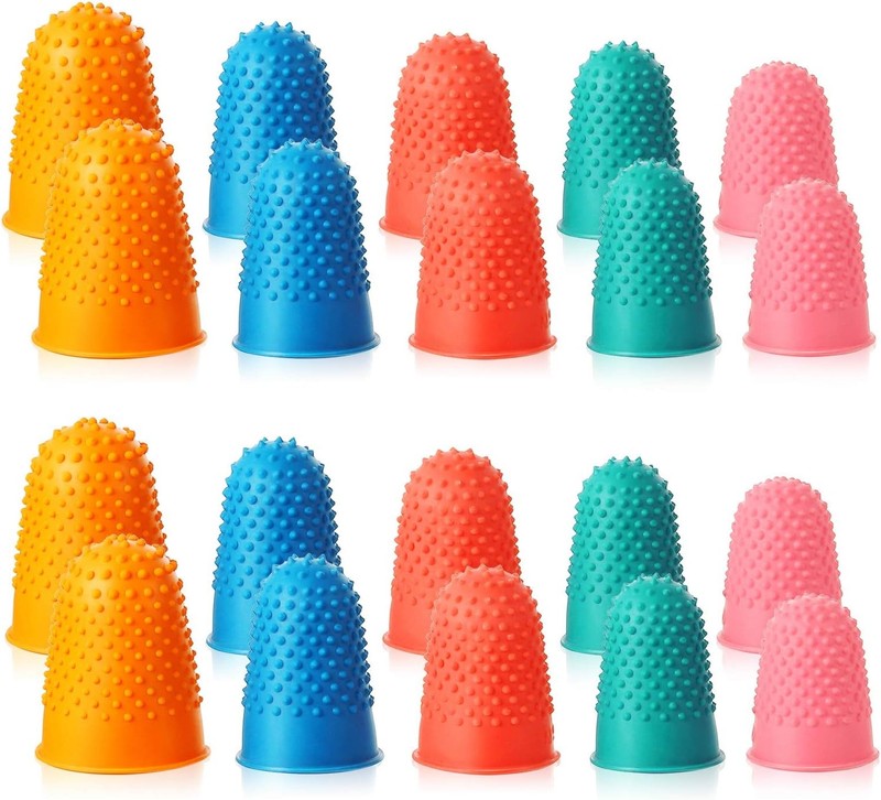 SATINIOR 20 Pcs Rubber Fingers Tip Protectors XS S M L XL, 5 colors