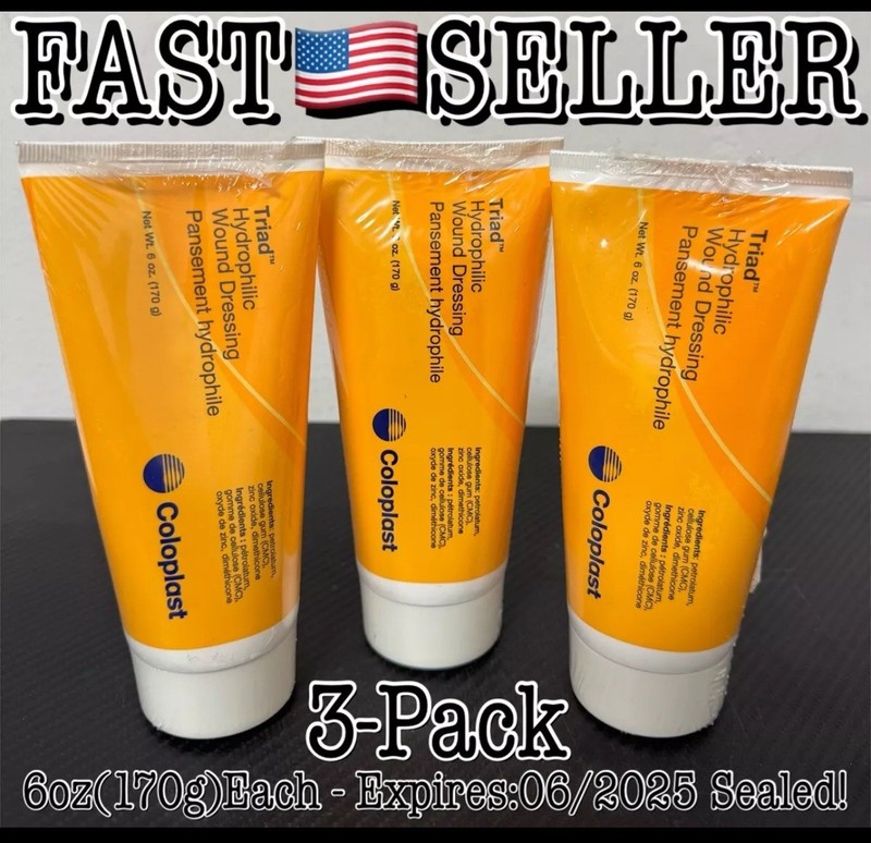 3-Pack Coloplast 1967 Triad Hydrophilic Wound Dressing Paste 6oz (170g)Ea – 2026