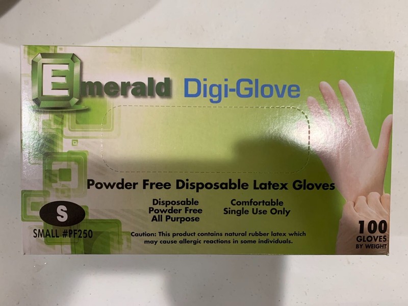 Emerald Digi-Gloves, Powder Free Disposable Latex Gloves (Small) 1 case