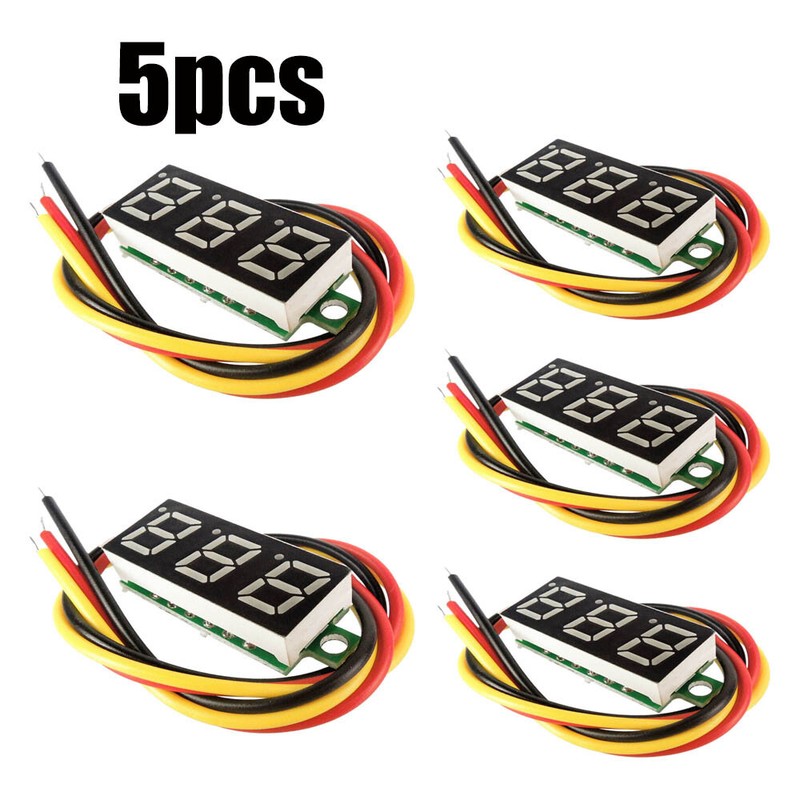 5pcs 3-Wires Mini DC 0-100V 0.28″ 3-Digital Voltmeter LED Voltage Panel Meter US