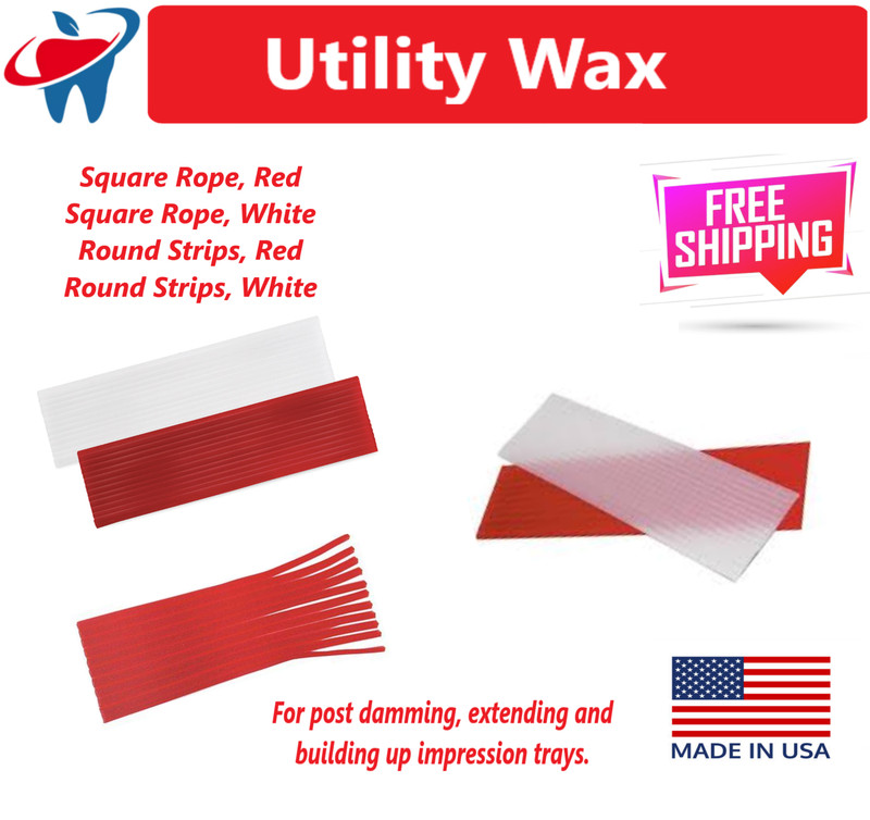 Utility Wax Dental – 3/16″ D x 11″ L, Round, Square, Red, White, 44/75 Rods/Bx