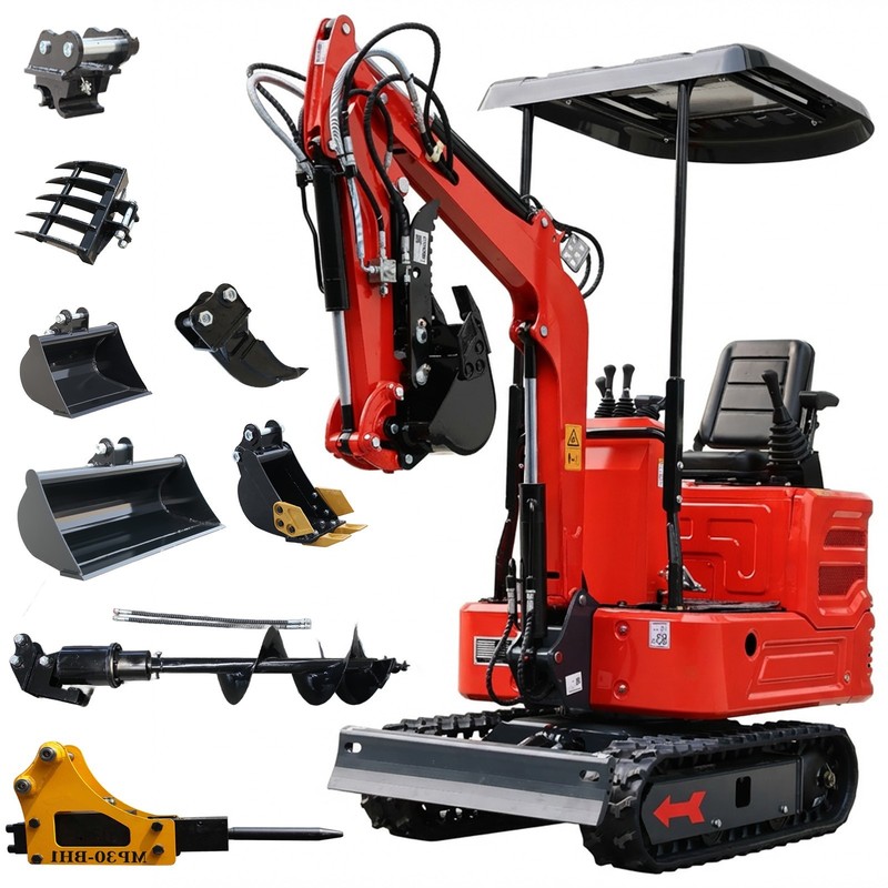 FREE SHIP 1.4Ton Diesel Mini Excavator Kubota Engine Crawler Digger 8 Attachment
