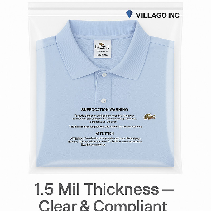 Poly Bags Resealable Suffocation Warning Clear Merchandise 1.5 mil Shirt Apparel gallery