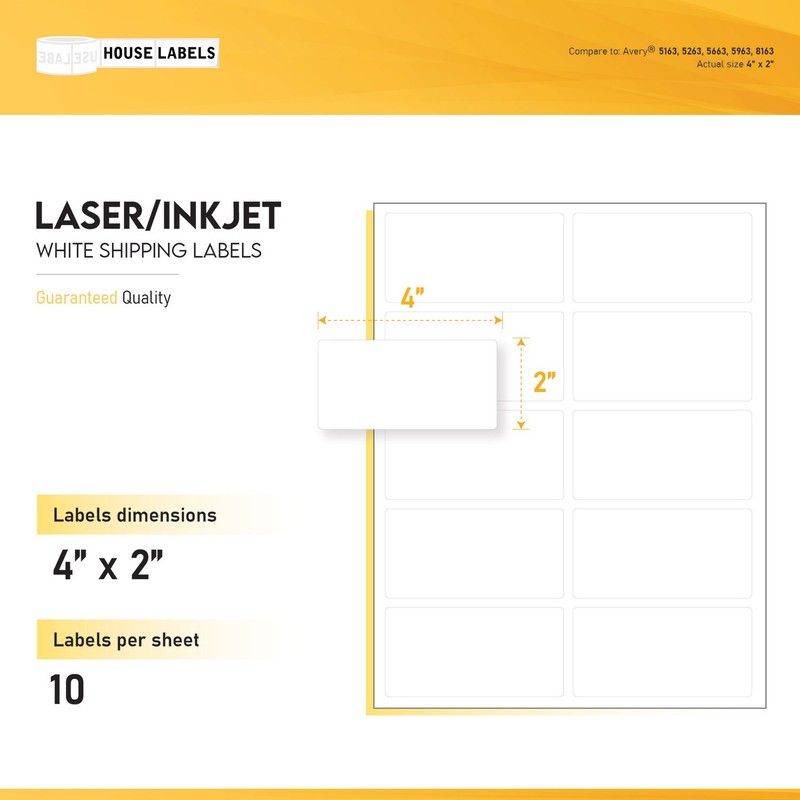 25 Sheets 250 Labels 4 x 2 Fast Peel White Address Shipping Labels 10 UP gallery