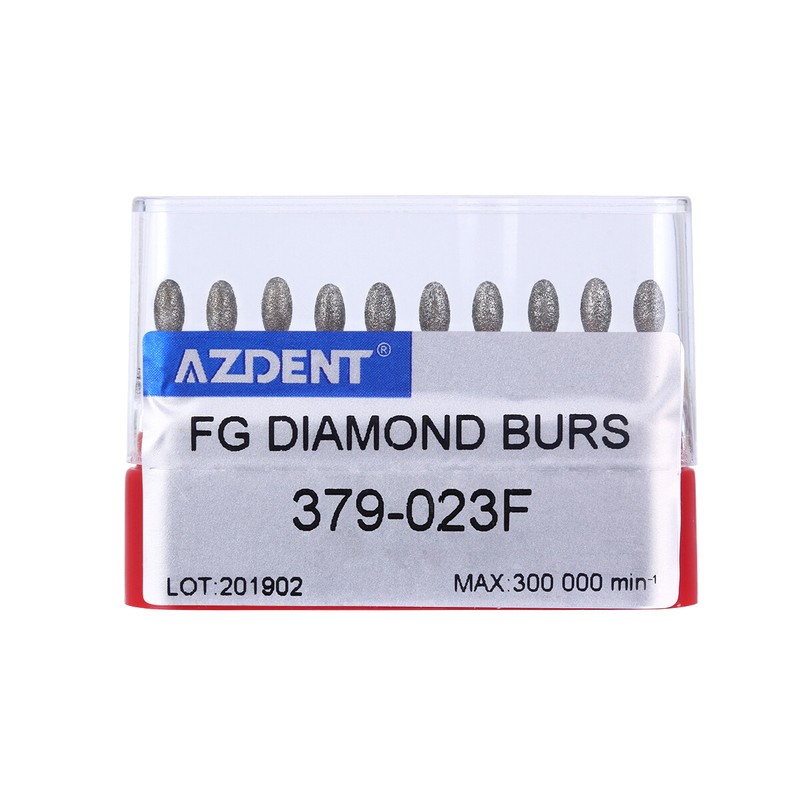 10Pcs/Box AZDENT Dental Diamond Burs FOOTBALL FINE RED Friction Grip 379-023F gallery