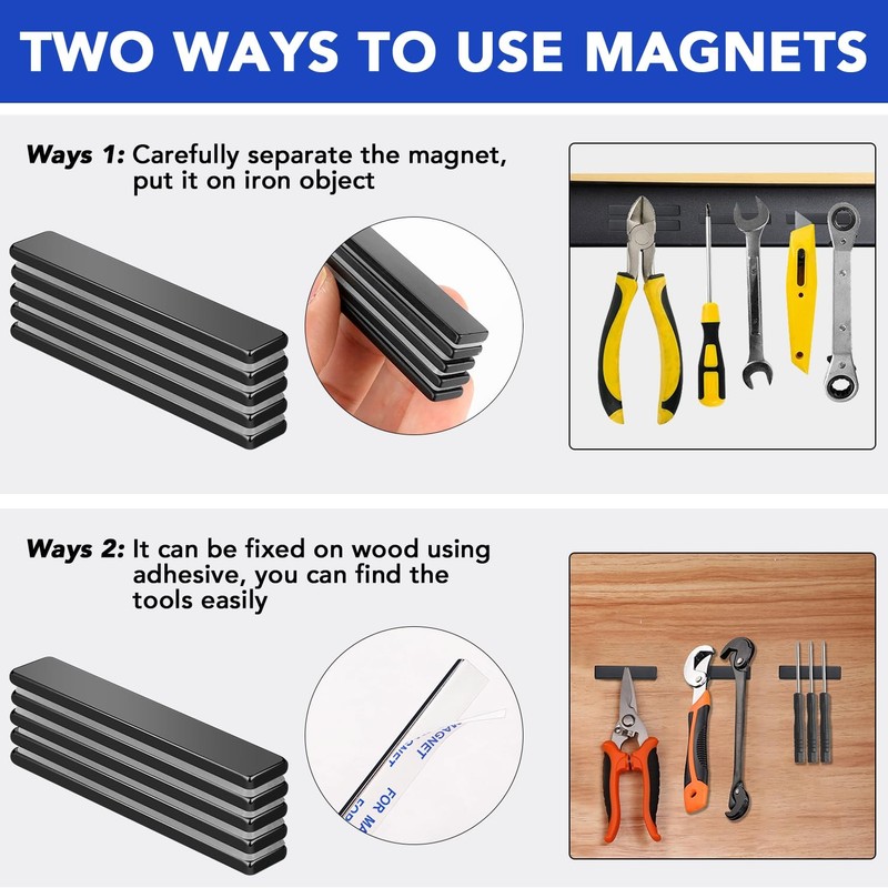 MIKEDE Neodymium Magnets, 5 Pack Black Super Strong Magnets Bar, Waterproof Heav gallery