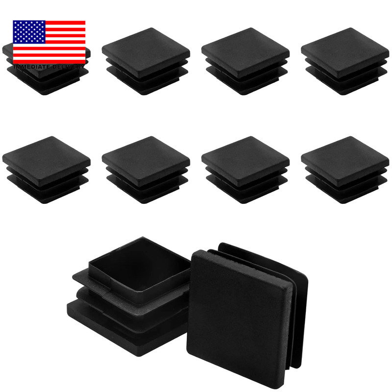 12 Pack 1-1/2 Inch Square Plastic Plug, Insert Tubing End Cap for Square Tubing