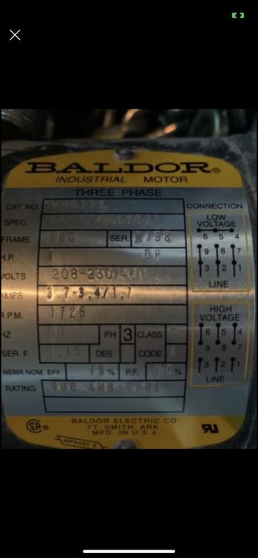 Baldor 34-274W99061 Three-Phase 1725 RPM AC Motor