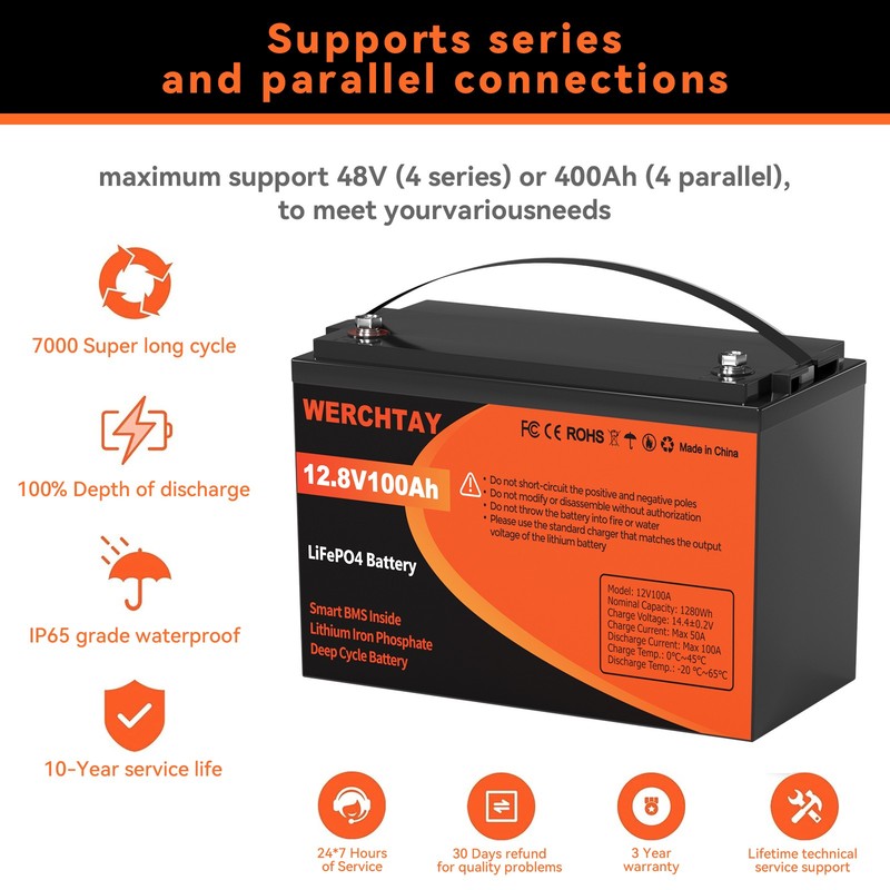 100Ah LiFePO4 Lithium Battery 12V BMS Deep Cycle for RV Marine Solar Off-grid gallery