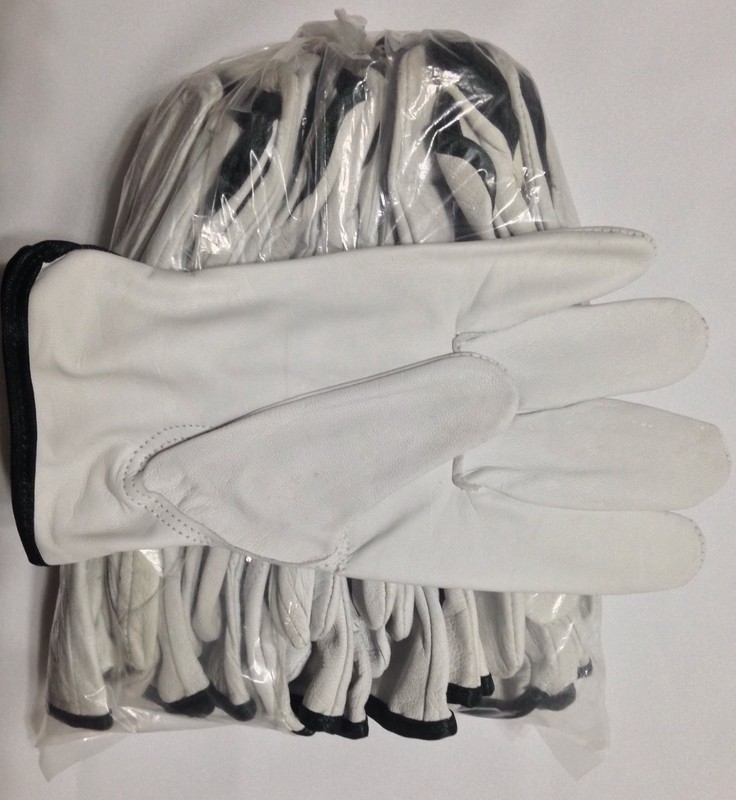 12 Pair Pack, Goat Skin Grain Leather Drivers, work safety gloves (PPE), Size L