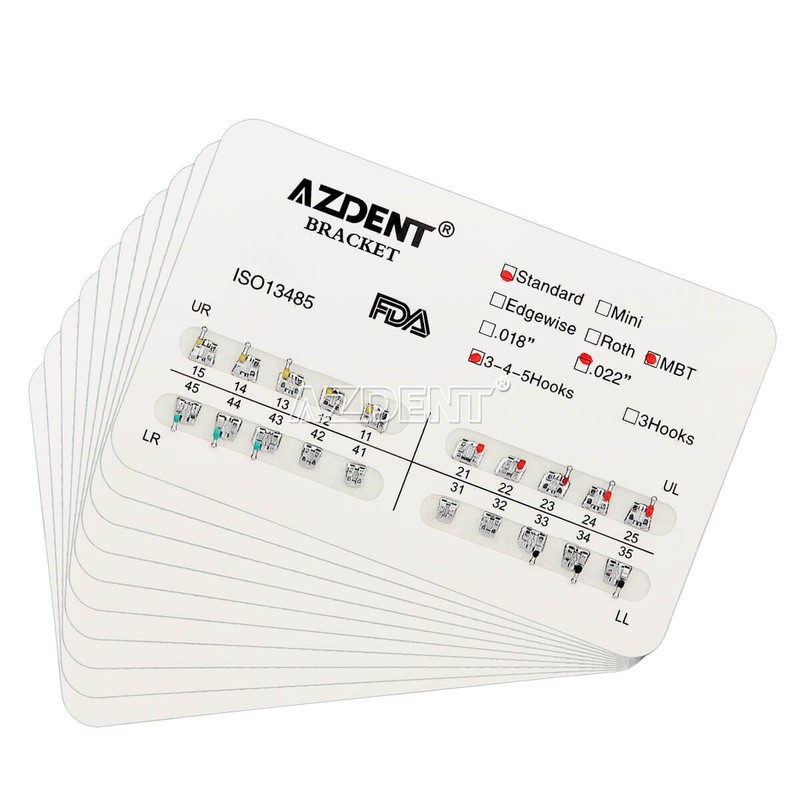 AZDENT Dental Ortho Braces Brackets Mini Roth.022 Hook345/Arch Wire Nature Round