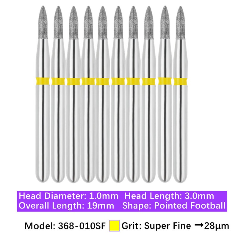 10pc Vakker Dental FG Football Egg Shape Diamond Burs for High Speed Handpiece