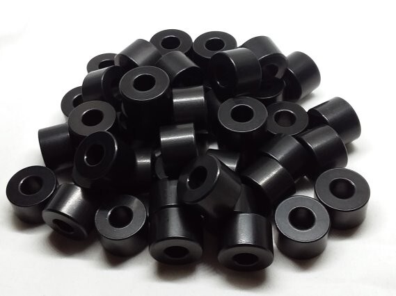 Black Anodized Aluminum Spacer Bushing 1/2″ OD x 5/16″ ID–Fits M8 or 5/16″ Bolt