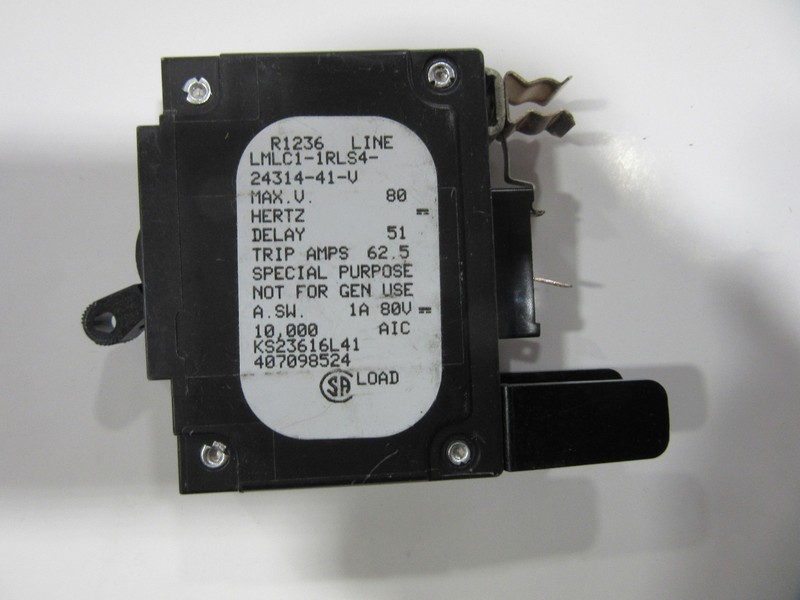 Airpax Sensata LMLC1-1RLS4-24314-41-V Circuit Breaker 1P 50A 80VDC Max NEW!!!