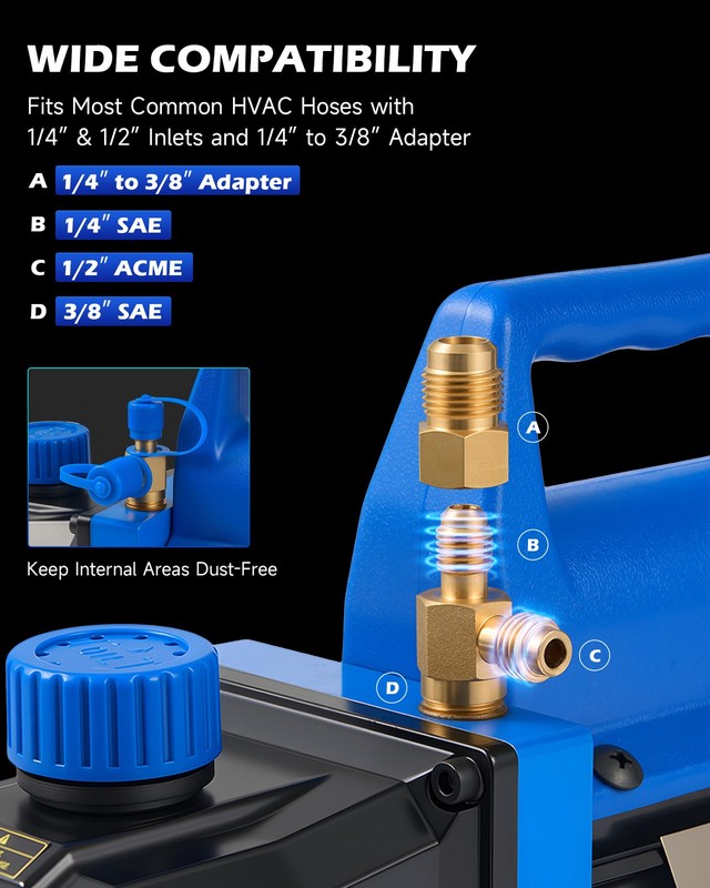 OMT 3.5CFM Vacuum Pump Single Stage 1/4HP Rotary Vane Deep HVAC AC Conditioning gallery