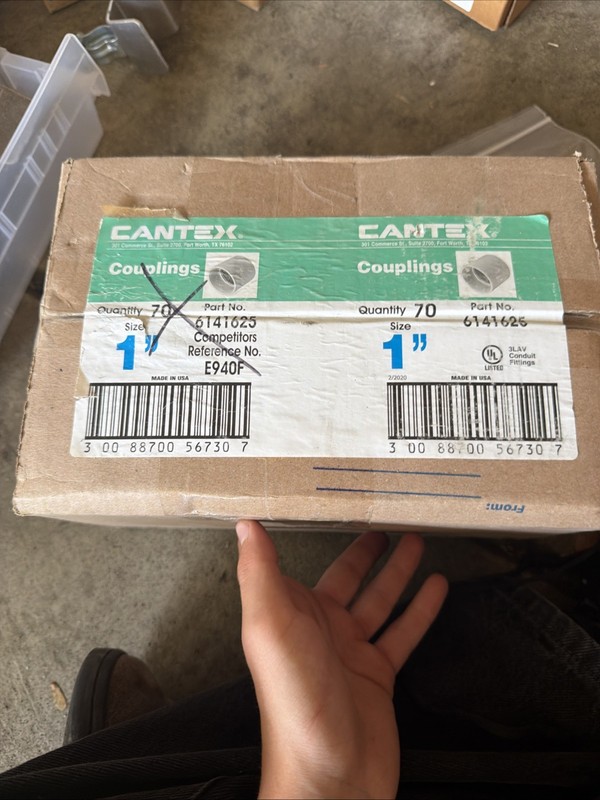 CANTEX 6141625 1” PVC Conduit Couplings Lot of 70 UL Listed Made in USA