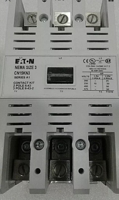 EATON CN15KN3T NEMA Contactor, 24VAC , 90A, Non Rev, 3P, Size3 NEW