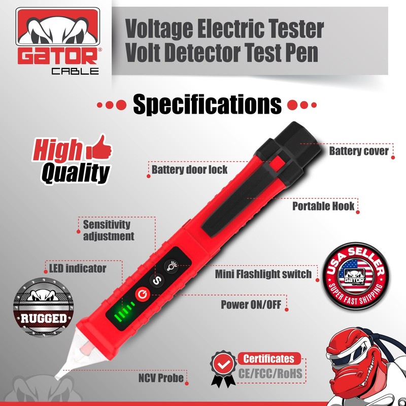 Voltage Electric Tester Volt Detector Test Pen Non-Contact Sensor AC DC 12-1000V gallery